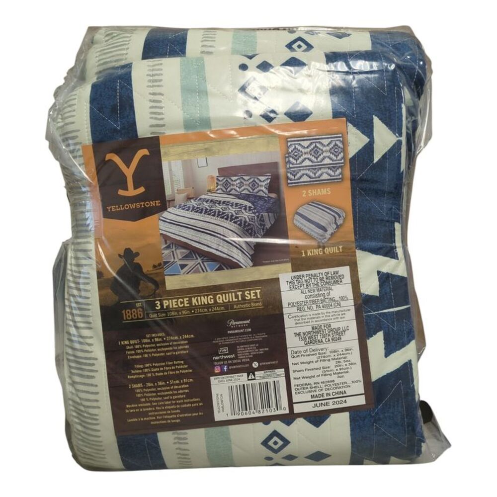 Harlowton - Yellowstone 100% Polyester Microfiber Quilt and Sham Set, 3 Piece, K
